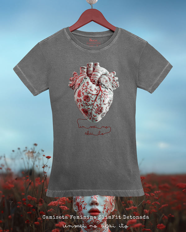 CAMISETA FEMININA SLIM FIT - UNMEI NO AKAI ITO RED I Camiseta BeSucrè Cinza estonada P 