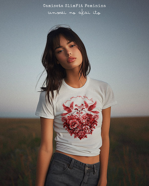 CAMISETA FEMININA SLIM FIT - UNMEI NO AKAI ITO RED II Camiseta BeSucrè Branca P 