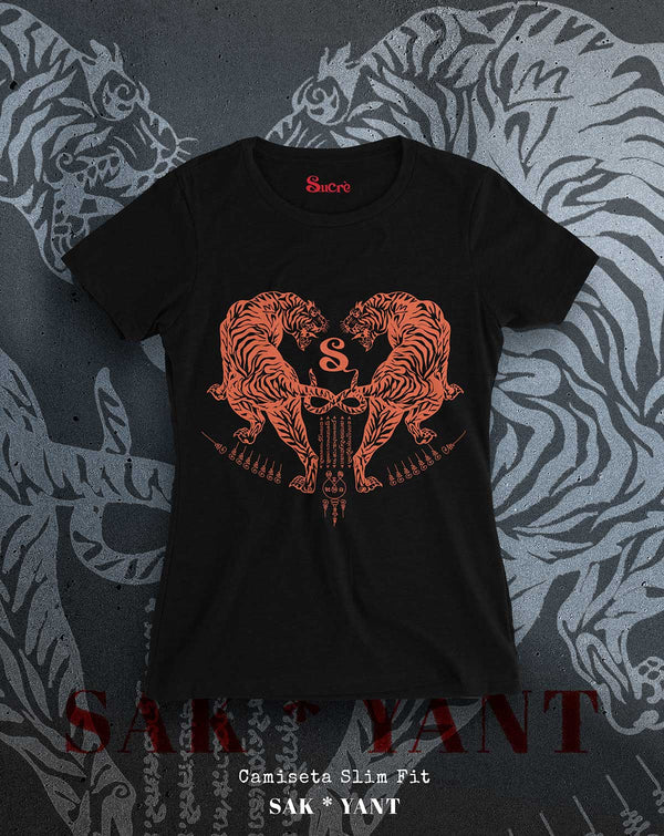 CAMISETA FEMININA SLIM FIT - SAK*YANT Camiseta BeSucrè Preto-Laranja P 
