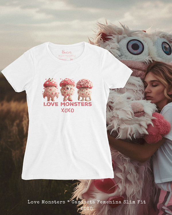 CAMISETA FEMININA SLIM FIT - LOVE MONSTERS II Camiseta BeSucrè Branca P 