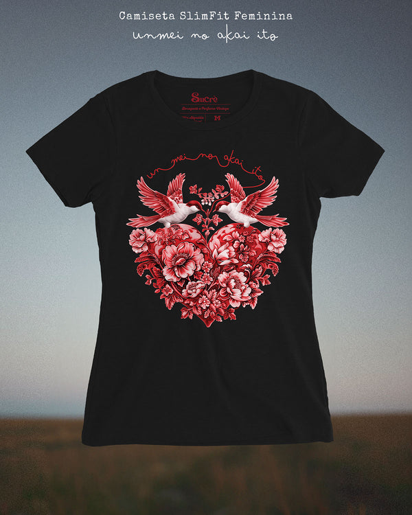 CAMISETA FEMININA SLIM FIT - UNMEI NO AKAI ITO RED II Camiseta BeSucrè Preto P 