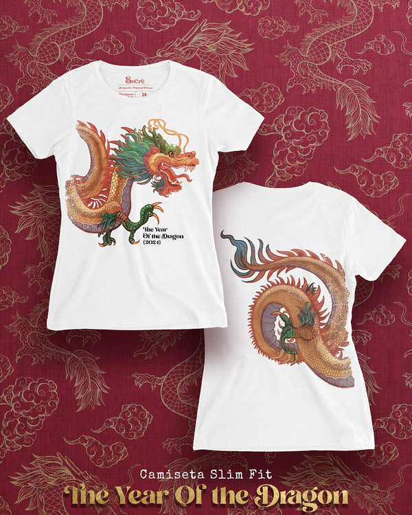CAMISETA FEMININA SLIM FIT - THE YEAR OF THE DRAGON Camiseta BeSucrè Branca P 