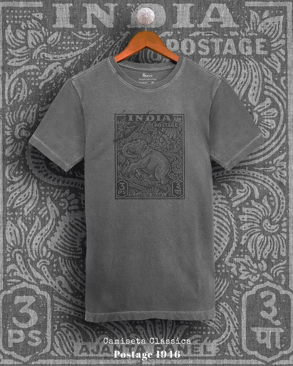 CAMISETA CLÁSSICA - POSTAGE II Camiseta BeSucrè Cinza Estonada PP 