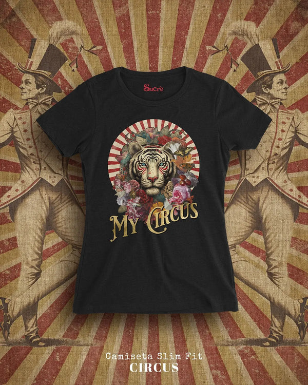 CAMISETA FEMININA SLIM FIT - CIRCUS II Camiseta BeSucrè Preto P 