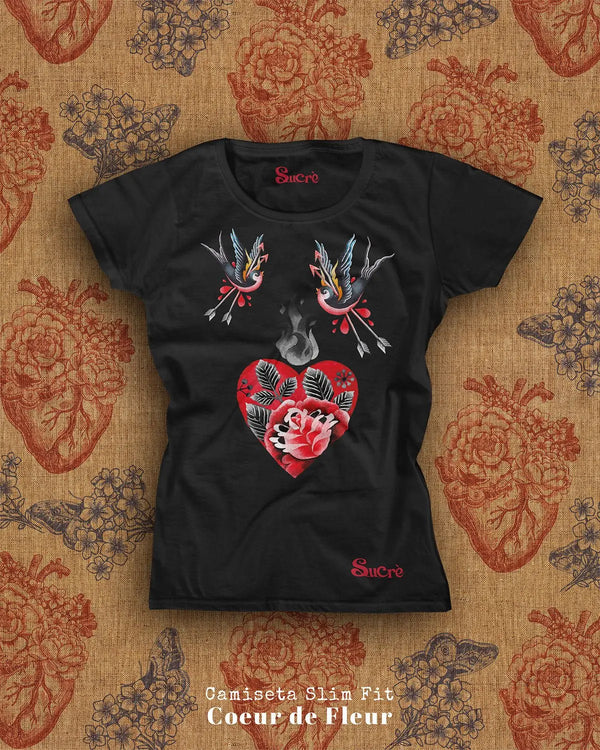 CAMISETA FEMININA SLIM FIT - COEUR DE FLEUR Camiseta BeSucrè Preto P 