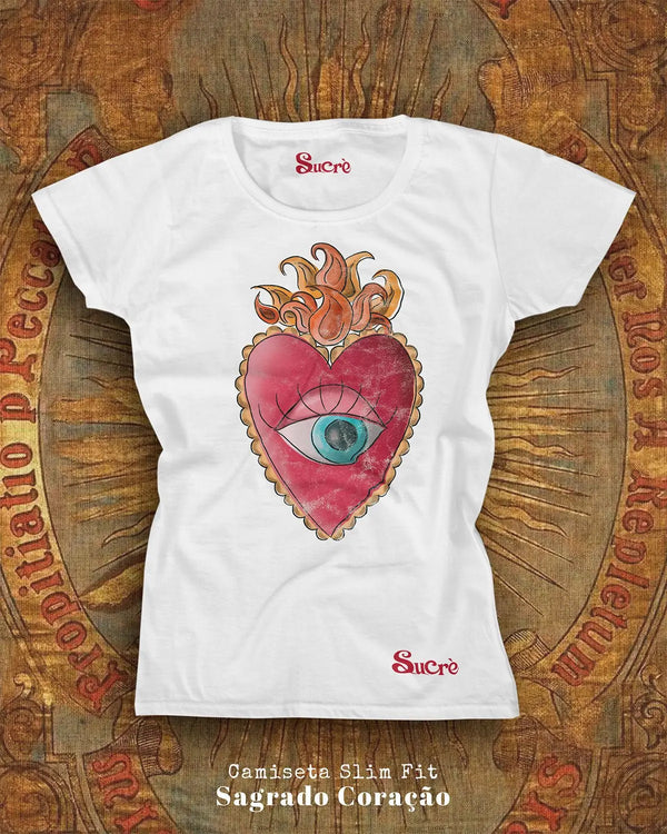 CAMISETA FEMININA SLIM FIT - SAGRADO CORAÇÃO Camiseta BeSucrè Branca P 